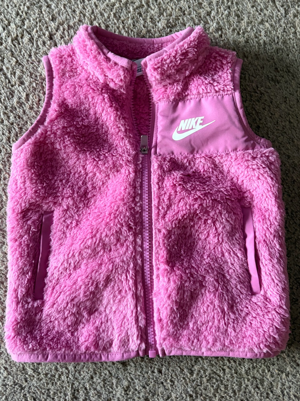 Nike Kids Pink Sherpa Vest with White Logo